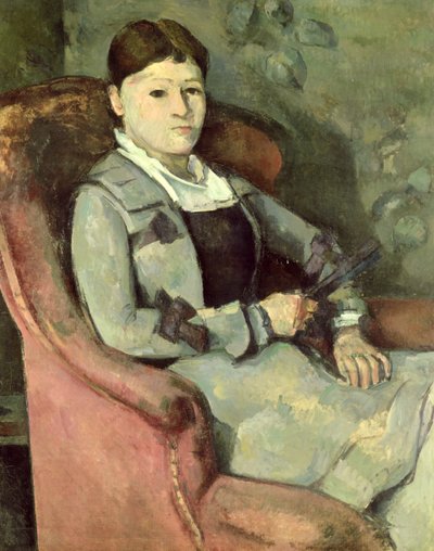 De vrouw van de kunstenaar in een leunstoel, ca. 1878 door Paul Cézanne